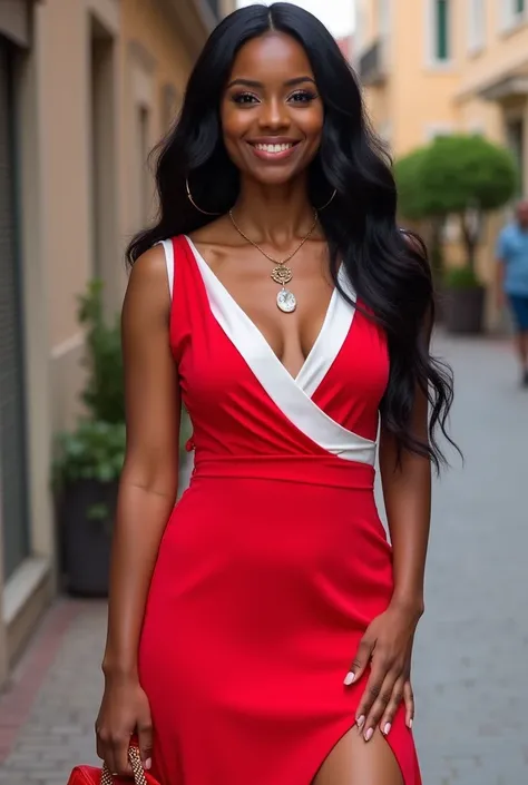 une africaine belle habiller d Un robe rouge blanc et chaussures qui vas avec son look,qui tiennent une pancarte qui est écrit en français, réabonner vous et bénéficiez tout les chaînes canal+de 30jour ,64731212-
63777791Résolution Haute, Cheveux Longs, Ré...