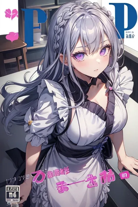 (from above:1.2,Best Quality),a girl , kimono uniform,silver color hair,Purplish  blue eyes that dreamers desire, small stature, medium tits , Lori face, (masutepiece:1.2, Best Quality), (finely detailed beautiful eye: 1.2), (beautifull detailed face), (pe...