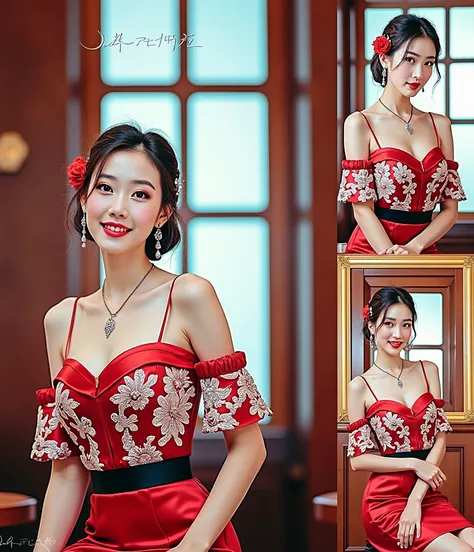 Hyper-Realistic Elegance: Elevating photo-realism to new heights, these panels depict a regal lady in meticulous detail. The intricate patterns on her attire, the gleam of her accessories, and the softness of her hair are all rendered with hyper-realistic ...