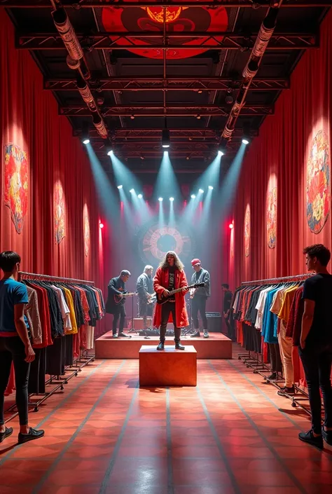 Maybe because of punk, it creates a flagship store for SID, a fashion brand with a concept, and the store concept is a circus, making ticket booths, stages, elephants, and hangers visible. Theres a rock band performing on the stage in the middle