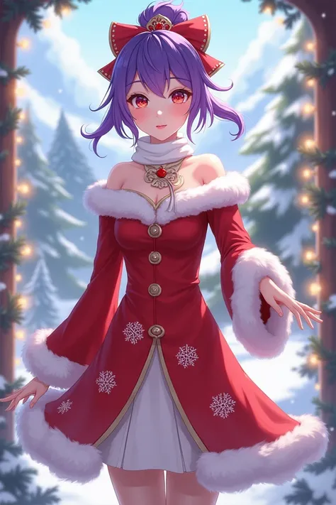 Keqing genshin impact in Christmas outfit 