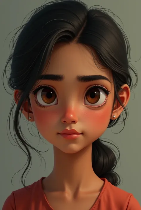 A Bangladeshi girl with brown skin , Thick eye brows ,Upper lip is so thin , has darkspot on her skin , has a dimple on her right cheek and has double chin . Where is Dimple ? and 