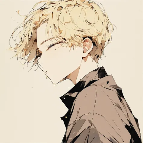  A boy is eating a square, firm chocolate in his mouth、Blonde hair blowing in the wind  、 closes the eye、 profile、universe