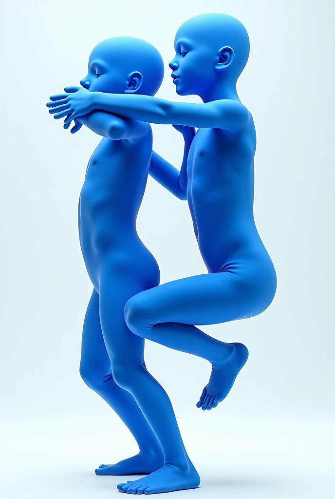 Two boys in zentai(twins)Illustration of
A state where the whole body is wrapped and human skin is completely invisible
The color of zentai is blue for both of them
contortion