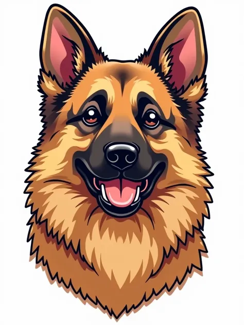 German Shepherd breed t-shirt design graffic cute happy kawaii style colorful clear outline vector contour white back ground no mockup paint splatter watermark signature t-shirt design graphic cute happy kawaii style colorful clear outline vector contour w...