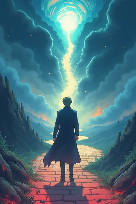 A man has three choose in oaths. And a man going only one path. Anime pic