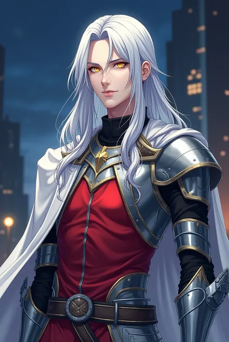 Alone,  high resolution,  long hair ,  silver hair,  Split Fringe, hair with highlights,  high resolution,  Anatomically correct ,  high quality , detail, HD model, yellow eyes, Snake pupils, Serious,  illustration, 

 Viktor is a tall, slender and athleti...