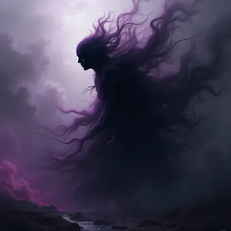 An abstract embodiment of fear and the unknown, shifting as black mist, smoke, or flowing liquid. Its core is a mass of darkness, where shades of purple, navy, and black ripple like turbulent waves. Sometimes alluring—blurring the line between solid and ab...