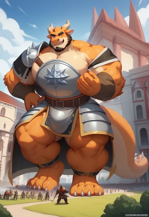 Scribble dragon face,furry(dragon),pummelig, big strong muscle, powerful strong muscle, ( black eyebrows :1.1),(perfect eyes), orange fur，Trägt eine assassin/warrior armor/clothes ,（artist:takemoto arashi)，paw，（ Black beard :1.3），（Assassin/warrior armor/cl...