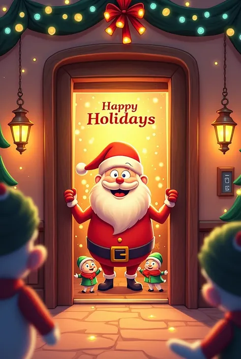 Animated elevator with happy holidays greeting