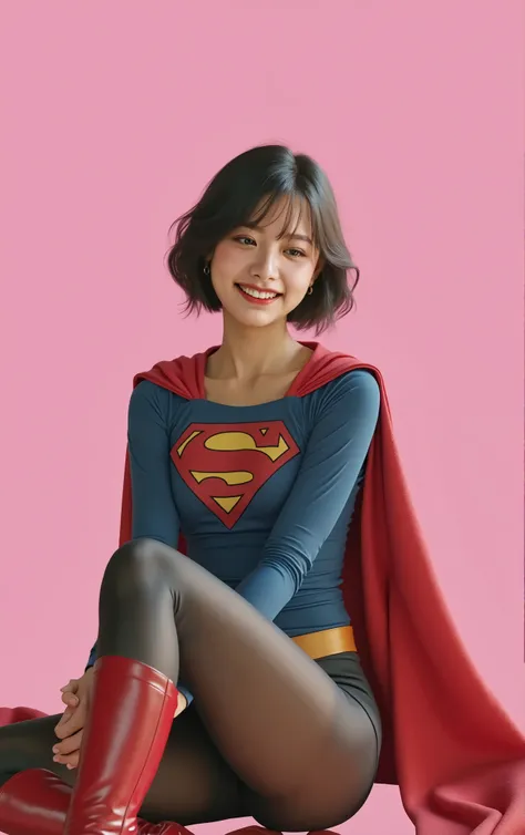  background 、(((  Depicting beautiful legs in black tights    .)))、(((        Legally express the beauty of your smile     )))、((((      make the most of your own original image    )))、(((    Rolling backwards in a supergirl costume    )))、(((ボディにフィットした   ...