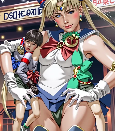 Former Japanese mature female professional molester Sailor Moon hugging two young beautiful boys tied up her crotch、Two beautiful boys with white eyes and a white, ahe-faced, hypnotized state after being applied to the pink magic of Sailor Moon with obscen...