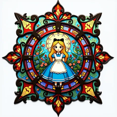 ((Alice in Wonderland pattern Stained Glass:1.5)),
((Christmas:1.2)),

BREAK

((((best quality)))),((((high resolution)))),from front,
((white background:1.4)),((Top Light)),
