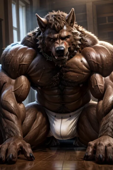 (  super clear image  {ten}  This is the best quality)),(masterpiece)), ((4K)) ((( Unique )))， Male wolf，Full of muscle，Fat-encapsulated muscle，massive pectoral muscles，Face，Wolf kiss ， real muscle reflection，Shiny skin，Healthy complexion， full chest muscl...