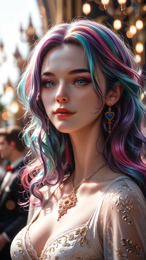  beautiful  (Bernard ),  intricate  colorful hair with ,  sunshine,  beautiful  lighting,  Vibrant Lights,  intricate ,  height detail, Elegant, smooth, Works by Artgerm and Anton Fadeev,  