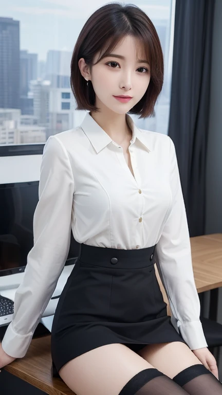 ((  top quality)), (( Masterpiece  )), (   Details), ((Genuine)),((reality)),((  unvolume photos )),whole body、  wallpaper、  attention to detail in order to breathe、Working women、Super slim and big breasted、 Business Wear,  jacket、 office、  miniskirt,  bla...