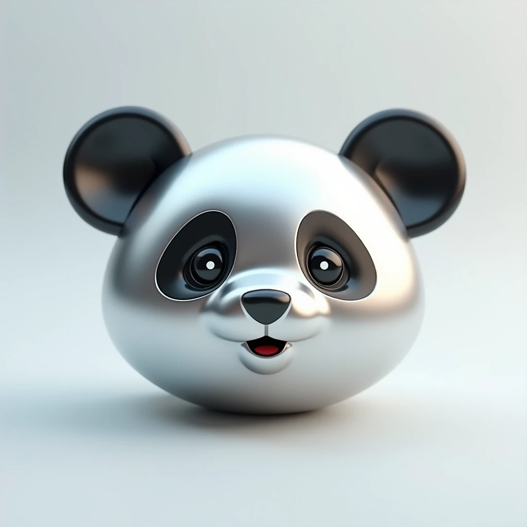 Make me a cute panda head in silver 