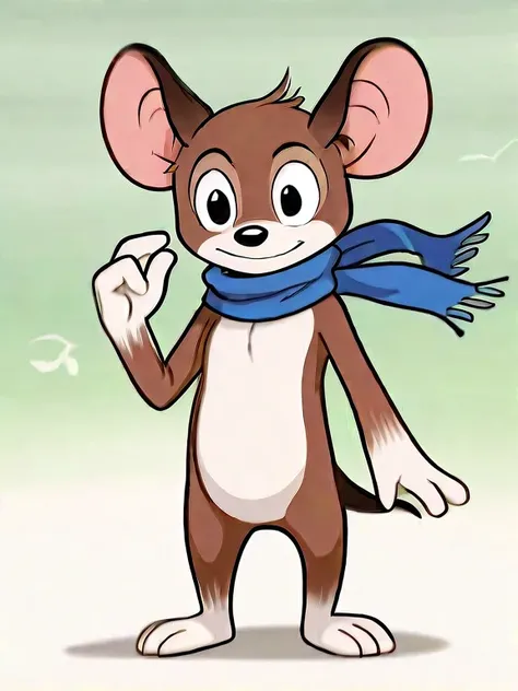   humanoid mouse,Round ears,black eyes,( black nose ), Short tail ,Three toes  , four fingers ,  brown body ,thin, white chest ,White belly,White Hand,  white feet,scarf,( Dungeons ,Dark,Torches),2D,((  is the best quality)),((masterpiece)),8k,male,Sexy.