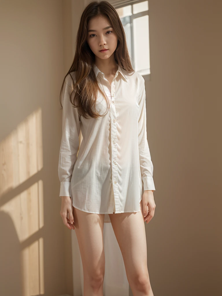 ( masterpiece)1.5 women ,   Face,   Body, Long legs, Long handwriting , , serene face ,   with a long translucent shirt., openly, Cute face, ยื่น tongueออกขณะเศร้า
  , Long legs, Long legs, Long legs,  tongue, Open legs,  ,   Face, Korean face, stand