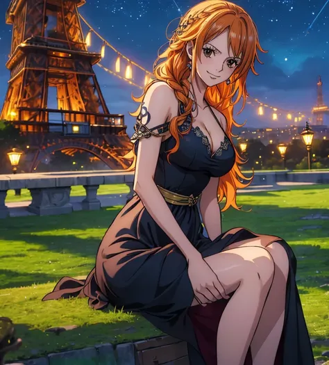 (masterpiece, top quality, 4K, 8k,   high definition  , 最高masterpiece:1.2),  super detailed, ( realistic , photo realistic , photo- realistic :1.37),   Maintaining Anime Style  ,  Nami in One Piece,(( 1 girl)), pale orange hair hidden in thick grass ,Beaut...