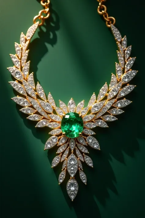 A TENNISI DESIGN NECKLACE WITH BRILLIANCE AND GREEN RUBY