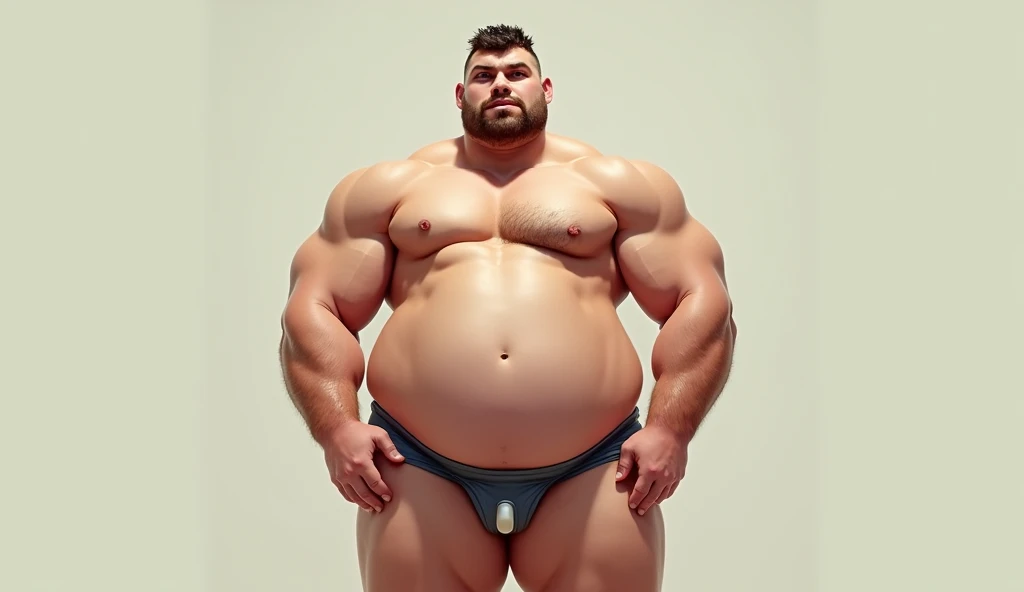 tall curvy guy bodybuilder,  art, big breasts, big buttocks , Penis 20 cm,  in a binding thong 