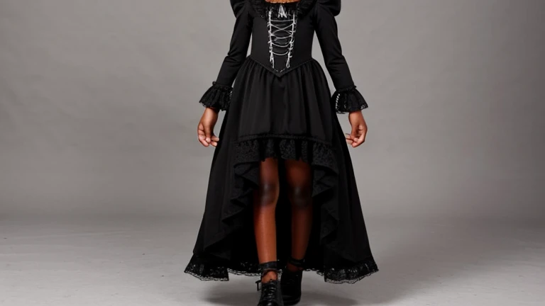 ((((black girl)))), gothic clothing, no background, (((full body)))