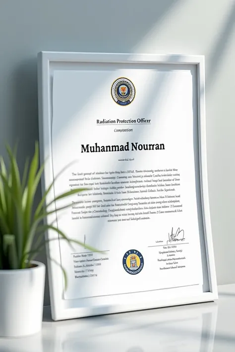 Radiation protection officer course certificate having name Muhammad Nouman 