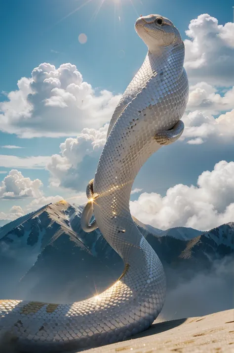 White snake,Above the Clouds,Aura of Gold,Shining