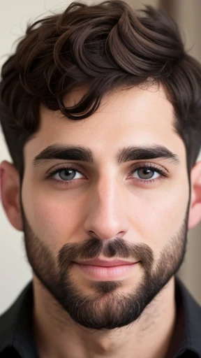 A Jewish man with short hair focusing on his face 