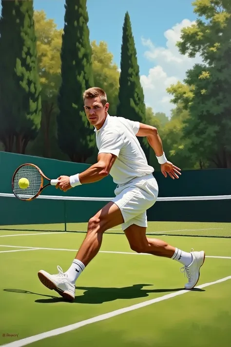 Quadro Uomo plays tennis