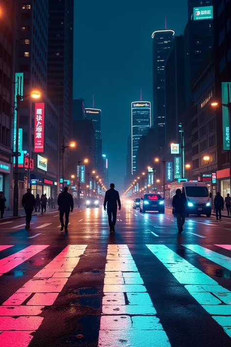 Crosswalks painted with reflective paint at night, in the city of Lima