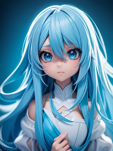  light blue hair , with bangs,accurate,  long hair,  blue eyes, Halftone Style,  super detailed,  depigmented ,Fair skin, straight hair,young, gentle colors,  soft light ,  Realism, light blue-grey hair, rough breathing, Red face, backlight,  in an aquariu...