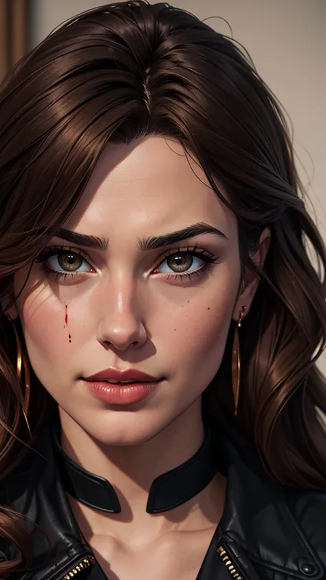  a drawing of a woman with blood on her face and a bloody collar, Charlie Bowater art style, arte da personagem charlie bowater,  Lois van Ross draws , Ross Draws 1. 0, female vampire, carmilla vampire, artgerm e rossdraws, Charlie Bowater style, vampire g...