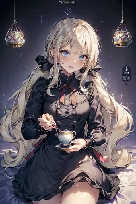 (perky chest:1.2), (pointed chest:1.2),(((Black Tunic:1.3))),(((cakes and bread in the basket),Cute and beautiful girl,Cute round face,Cute smile,with blush cheeks,Red Lip,a girl 22 years old, nsfw:1.2, beautiful body:1.3), shinny skin, BREAK, ((alice in t...