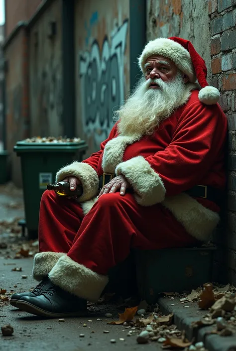 drunk, dirty and smelly Santa Claus