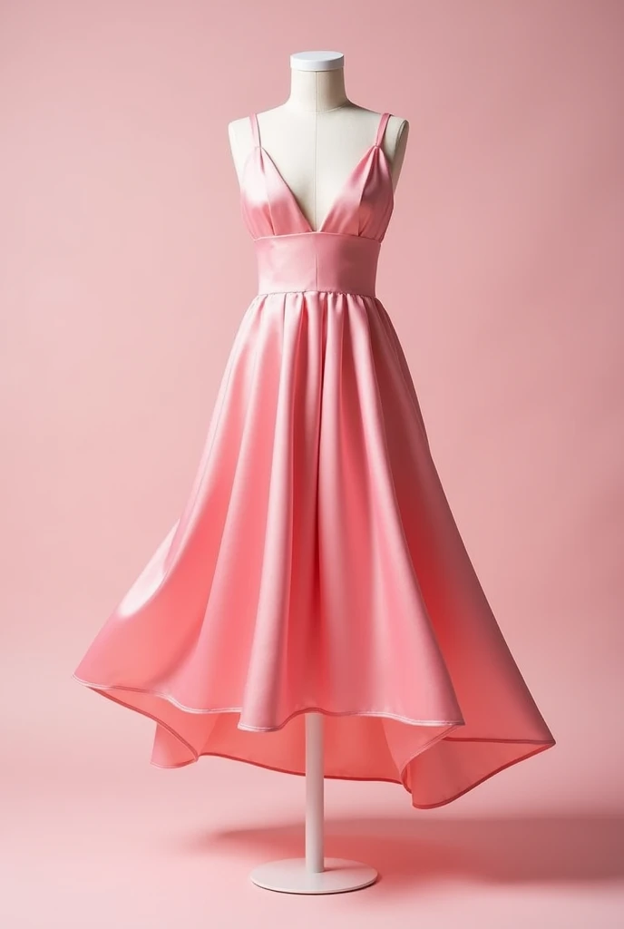 Create a dress , no tom de rosa pink em cetim,  with the top part I hope it falls short on the front and on the back with syrup


Rosa pink, Without much detail and long 