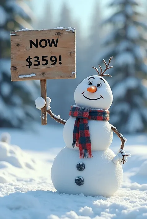 Créer un bonhomme de neige qui tien une pancarte ou dessus cest écrit chazurno erreur de prix