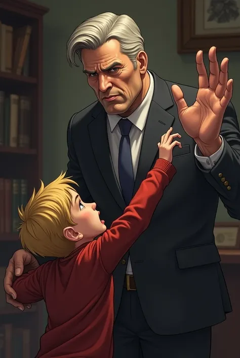 Father spanking young blond son