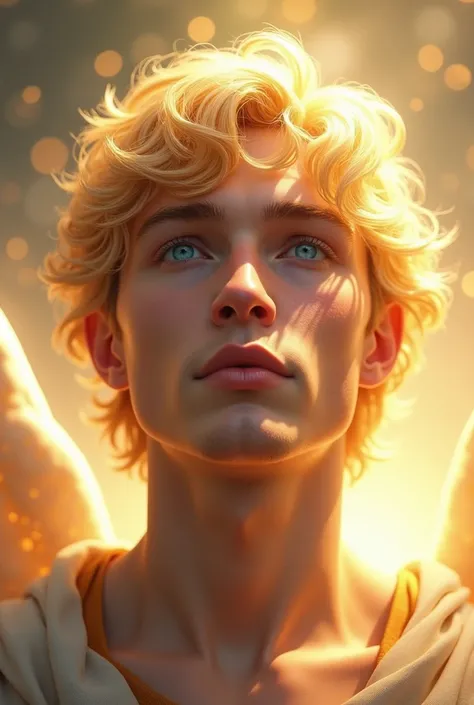  Holy Spirit in the form of a man,blond and copper hair ,blue eyes and no beard  