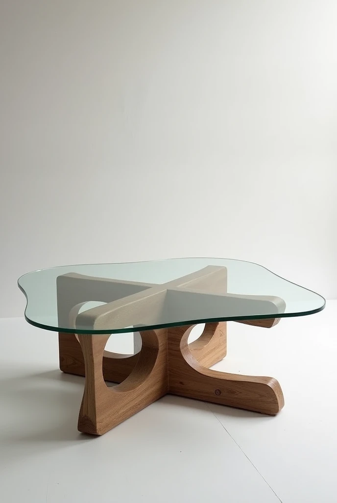 Modern table for living room with flass and wood more modern new shape difrent shape of glass