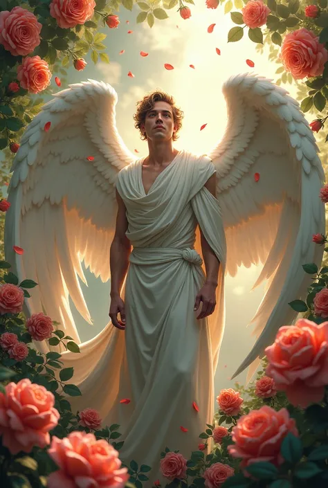 A male angel among the roses 