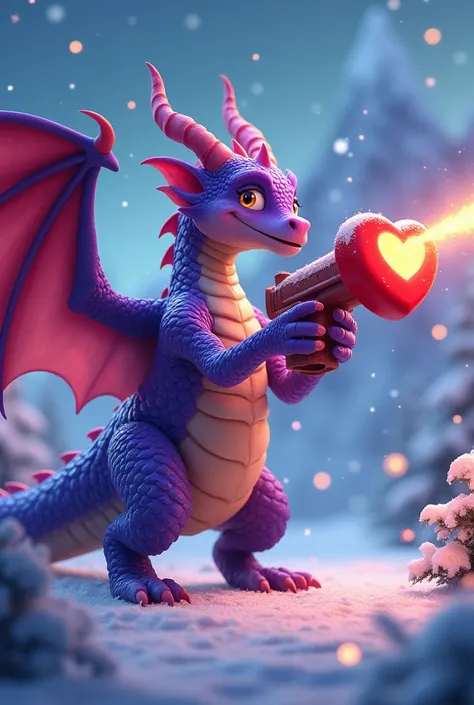 Christmas purple dragon with animated heart gun
