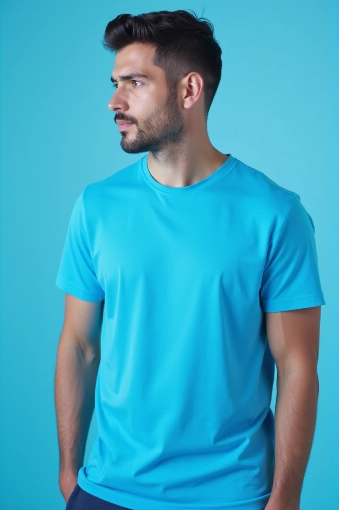 T-shirt colors light blue and electric blue divided in 2 (los colores)
