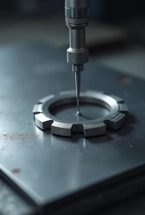 Photo of a round workpiece cutting stamp , cold stamping of metal from a strip blank 