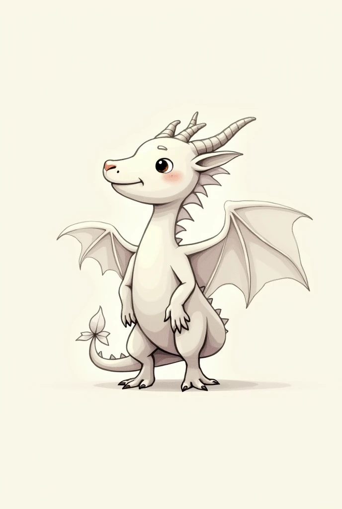 minimalist drawing, fofo, cartoon style, of dragon, with wings plus four limbs 