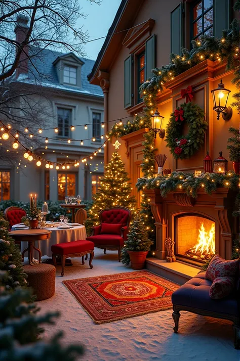 Bed and breakfast pension beautifully decorated for Christmas 