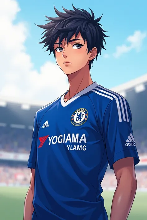  anime boy wearing the Chelsea shirt 