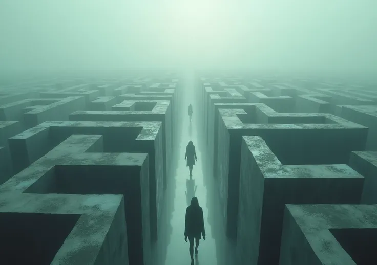 18 A maze made of fog ,  where each wall reflects a scene of life or death.