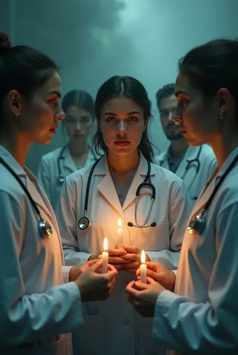 DOCTORS WITH CANDLES IN THEIR HANDS 
